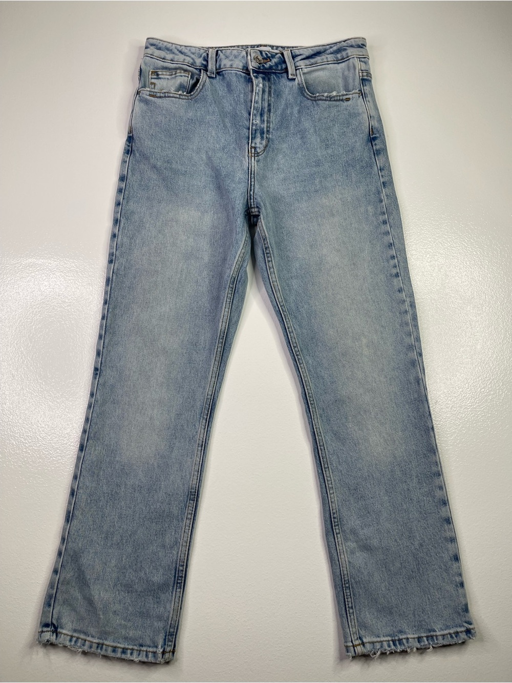 ZARA Z1975 High-Rise Straight Leg Light Wash Denim Jeans Size 8